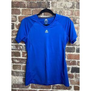 Adidas ClimaLite Techfit Blue Athletic V Neck Tshirt Women’s Size Small